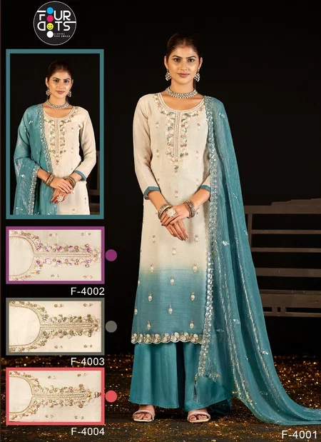 Radhya By Fourdots Crush Silk Designer Salwar Suits Wholesale Shop In Surat